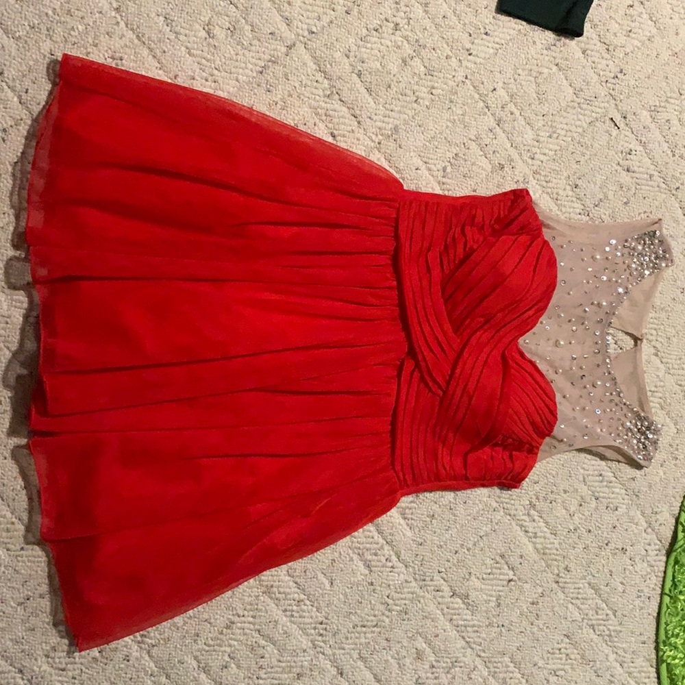 Red formal dress with sequence.  Worn once new/light use.